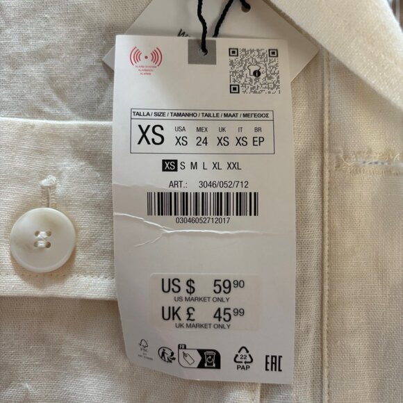 Zara Linen/Blend lined short jacket Xsmall NWT $60 - Picture 2 of 4